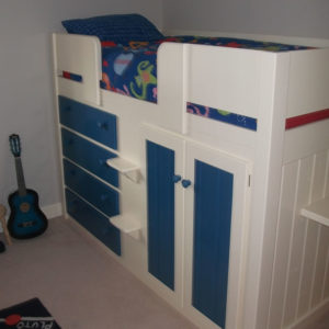 4 Drawer Kids Cabin Beds Royal Blue & White