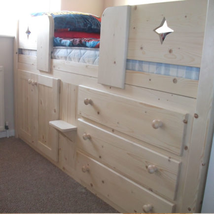 3 Drawer Childrens Cabin Bed Natural Pine