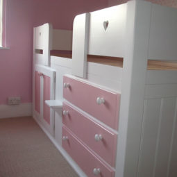 3 Drawer Kids Cabin Bed White & Princess Pink