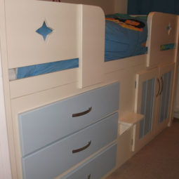 3 Drawer Kids Cabin Bed Cream and Sky Blue