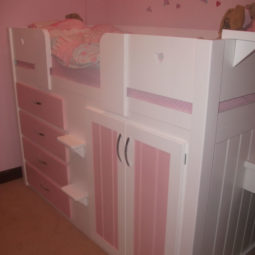 4 Drawer Childrens Cabin Bed White & Princess Pink