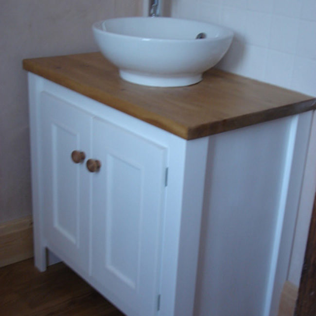 White Vanity Unit with Traditional Pine Top