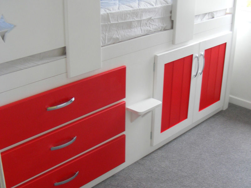 3 Drawer Kids Cabin Bed White and Red