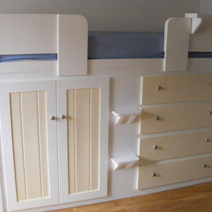 4 Drawer Kids Cabin Bed White and Cream