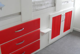 Kids Cabin Bed White & Red