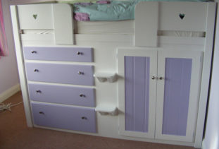 White & Purple Kids Cabin Bed