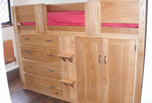 Wooden Cabin Bed with Storage