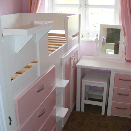 Small Pink and White 3 Drawer Desk
