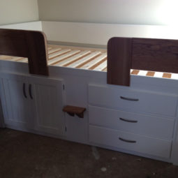 3 Drawer Kids Cabin Bed White With Solid Oak Rails And Steps