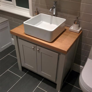 Manor House Grey Vanity Unit with Solid Oak Top