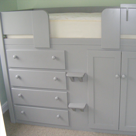 Manor House Grey 4 Drawer Cabin Bed with Wooden Knobs
