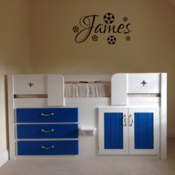 White and Royal Blue 3 Drawer Cabin Bed