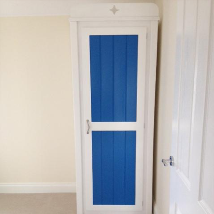White and Royal Blue Single Wardrobe with Star Cutout