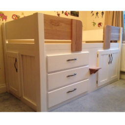 3 Drawer Cabin Bed With Solid Oak And Additional Door