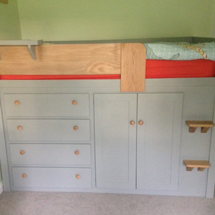Manor House Grey Bespoke Cabin Bed with Solid Oak