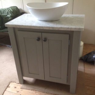 Manor House Grey Vanity Unit with Carrara Marble Top