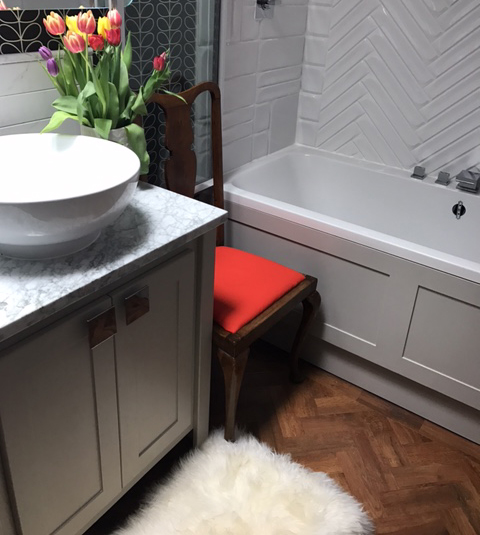 Purbeck Stone Vanity Unit With Carrara Marble Top