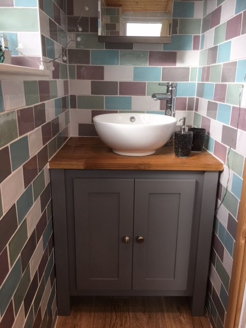 Manor House Grey with a Solid Oak Vanity Unit