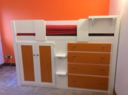 White & Orange Cabin Bed