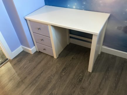 Bone White Desk With Lillac Drawers