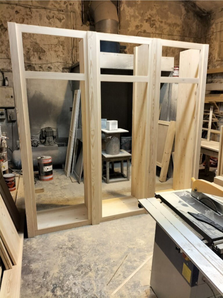 A new wardrobe being constructed in our workshop.